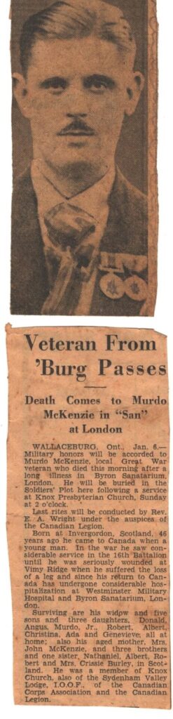 Murdo MacKenzie - Newspaper Clipping A