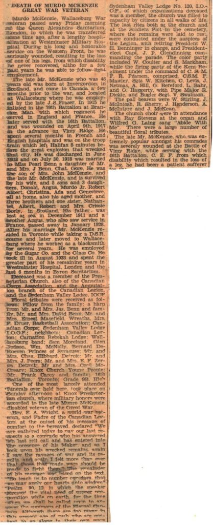 Murdo MacKenzie - Newspaper Clipping B