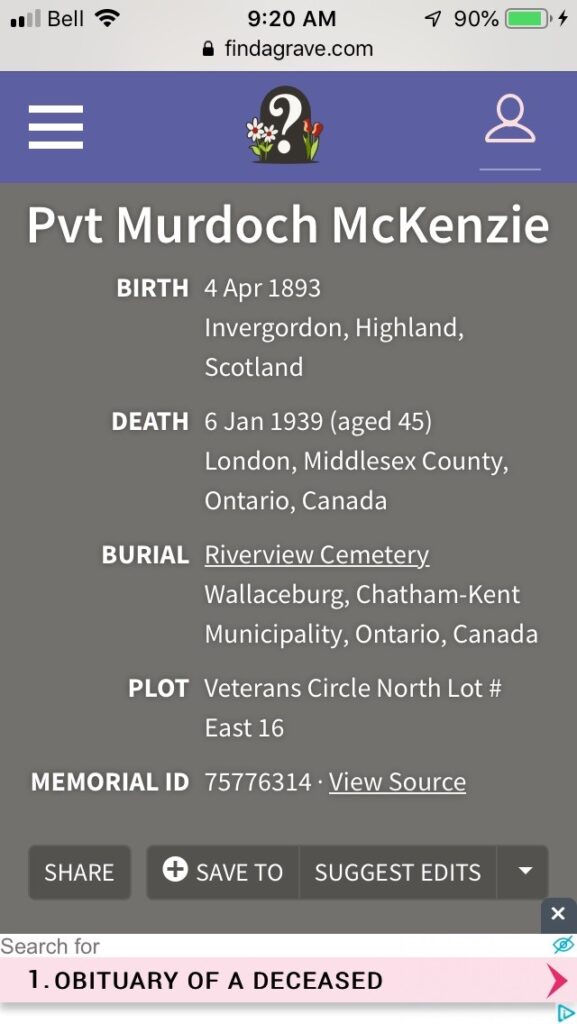 Murdo MacKenzie - Obituary