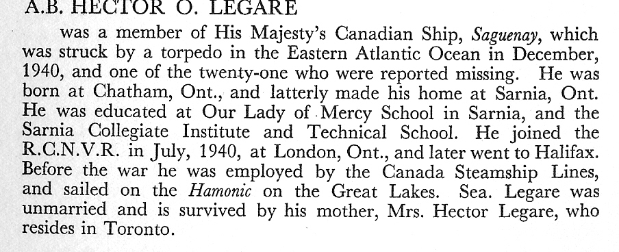 Hector LeGare Obit.